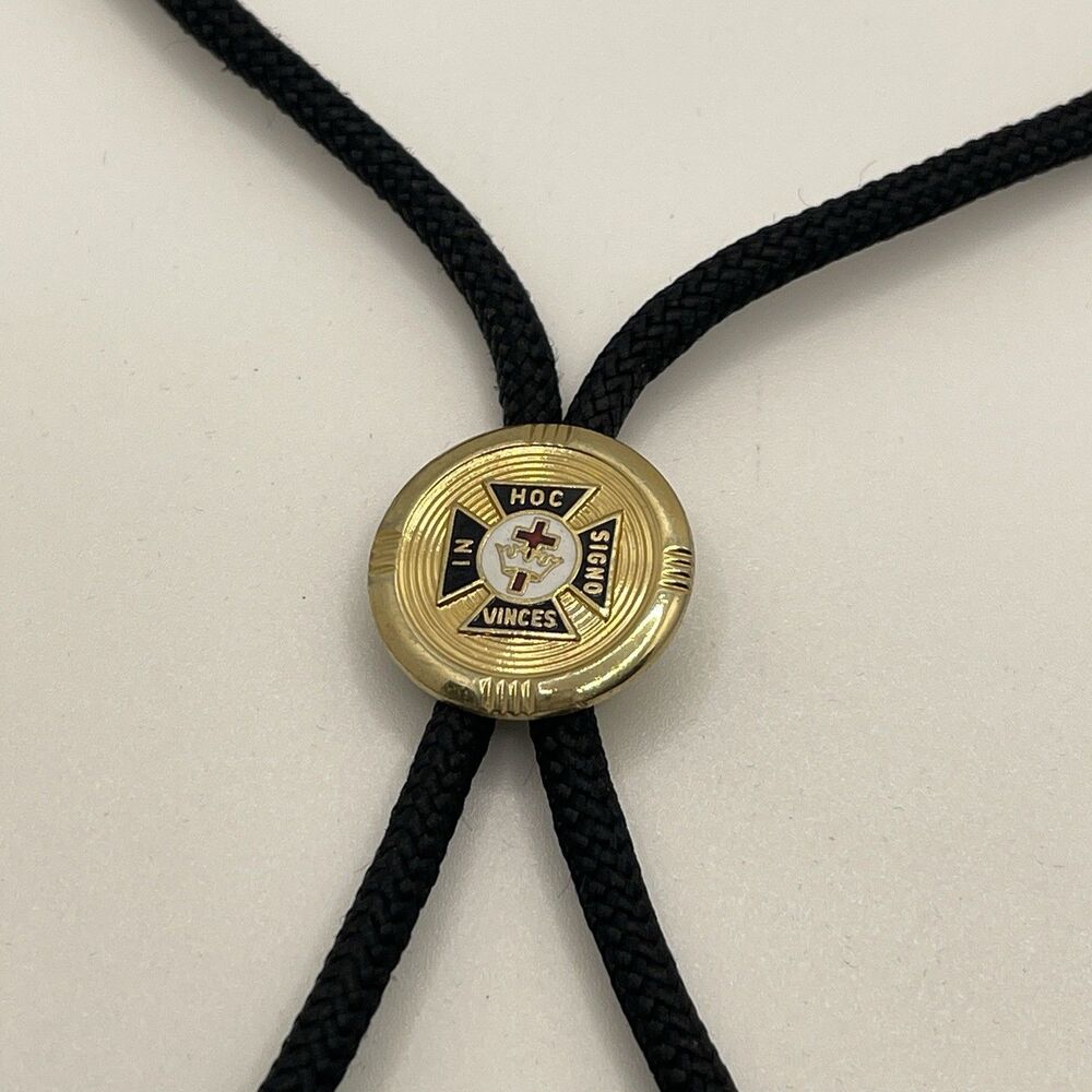 VTG "In Hoc Signo Vinces" Knights Templar Freemason Masonic Western Bolo Tie 34”